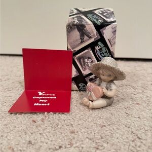 Porcelain Figurine Holding Pink Heart with Decorative Box